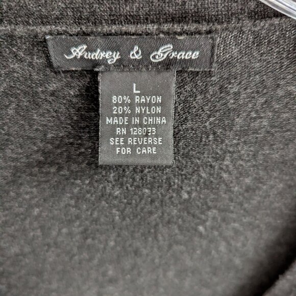 Audrey & Grace Charcoal Gray Button Down Cardigan Large - Picture 3 of 6